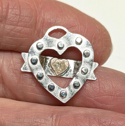 Judy Larson's Hearts and Flowers Charms - , Classic Wire Jewelry, Cutting, Cutting Tool, Cutters, Filing, Finishing, Butane Torch, Soldering, Solder, Design,  remember to use flux to protect the gold-filled heart.